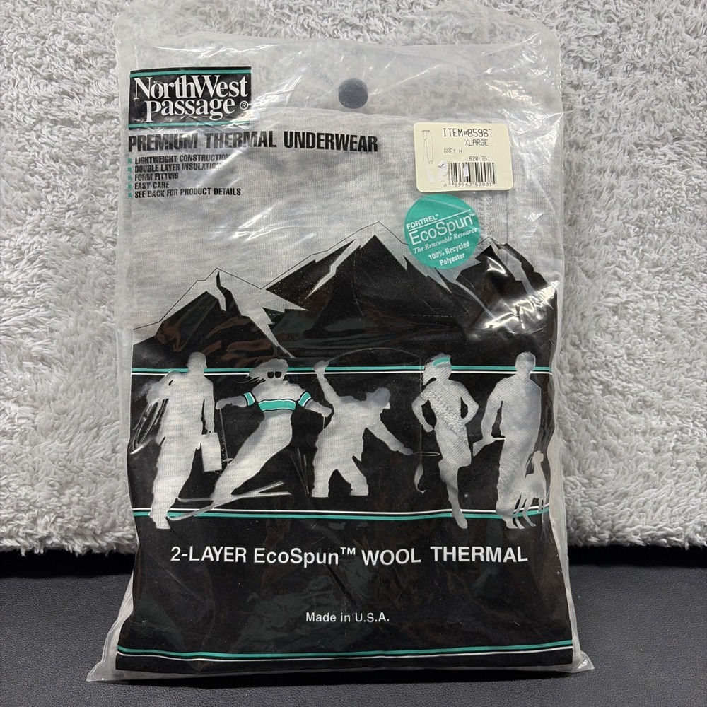 VINTAGE Northwest Passage Premium Thermal Underwear USA EcoSpun Wool NEW